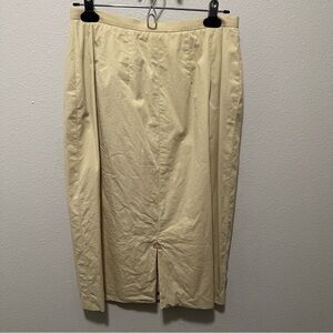 Faconnable Cream Midi Pencil Skirt with Slit for Work